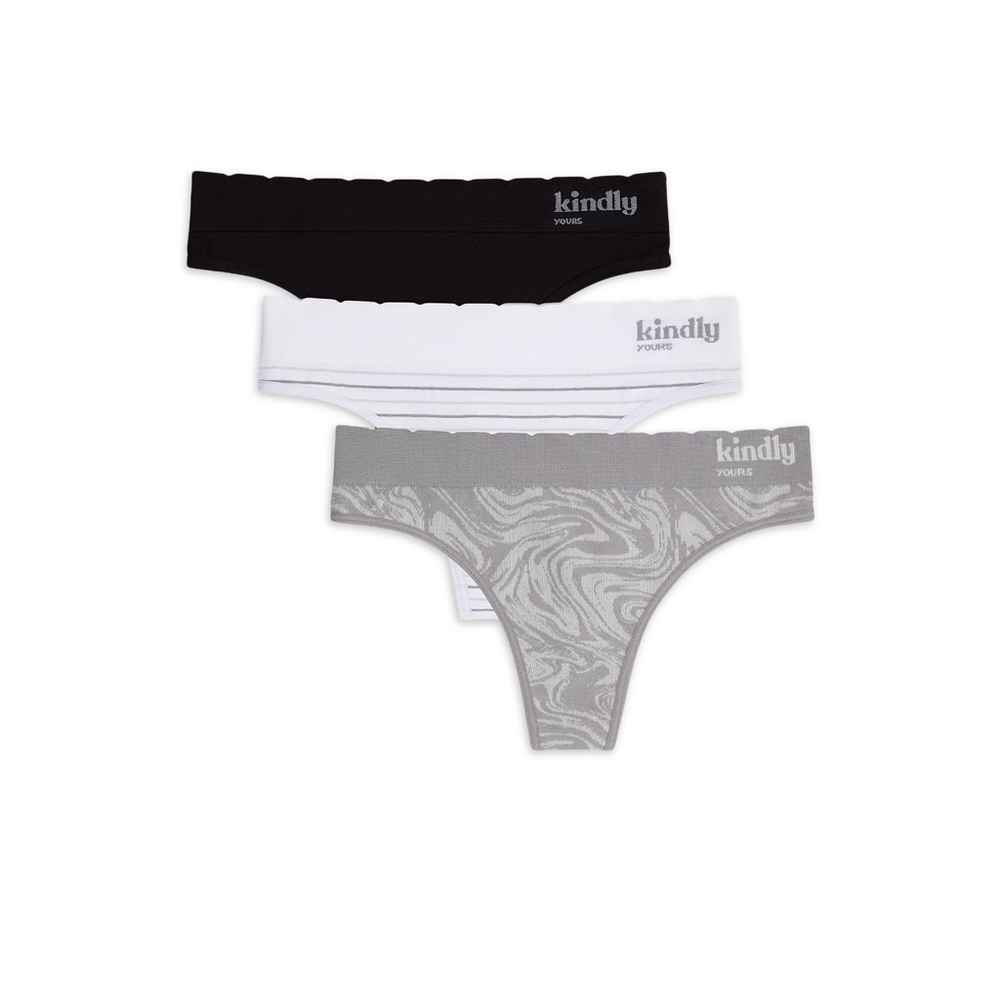 NWT Kindly Yours Women's Sustainable Seamless Thong
Underwear, 3-Pack Sz XXXL
